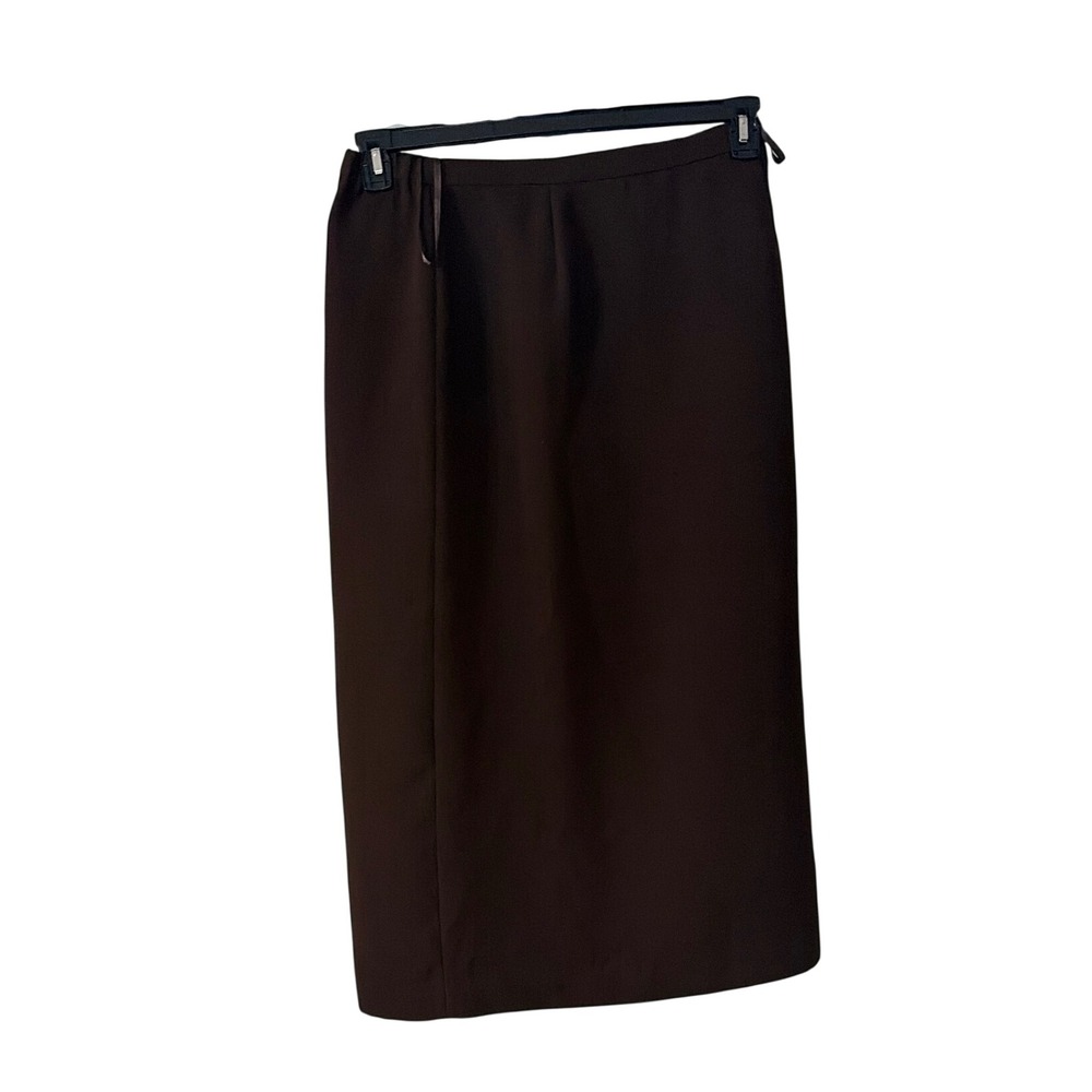 Vintage Brown Midi Pencil Skirt Size 14 M34336-A73 Lined Crepe Office Career